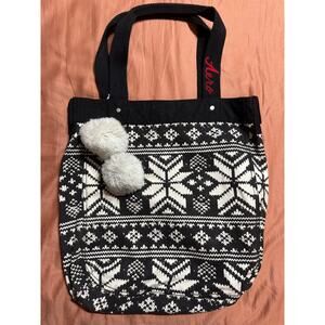 Aero Aeropostale Black & White Holiday Fair Isle Tote Bag Purse